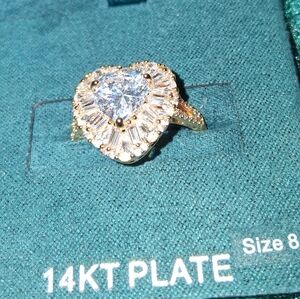 14KT Gold Heart Ring with Silver Details